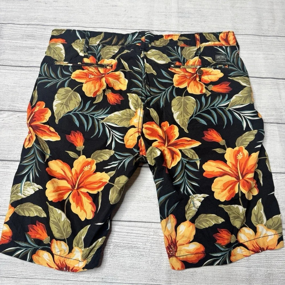 Denim & Supply Ralph Lauren Shorts Mens 34 Black Orange Floral Casual Beach